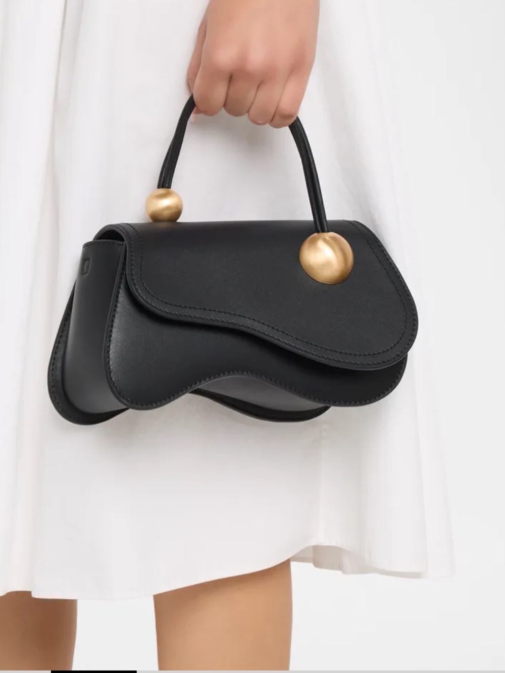 CULT GAIA Elegant Black Top-Handle Women’s Bag with Gold Accent all inclusive